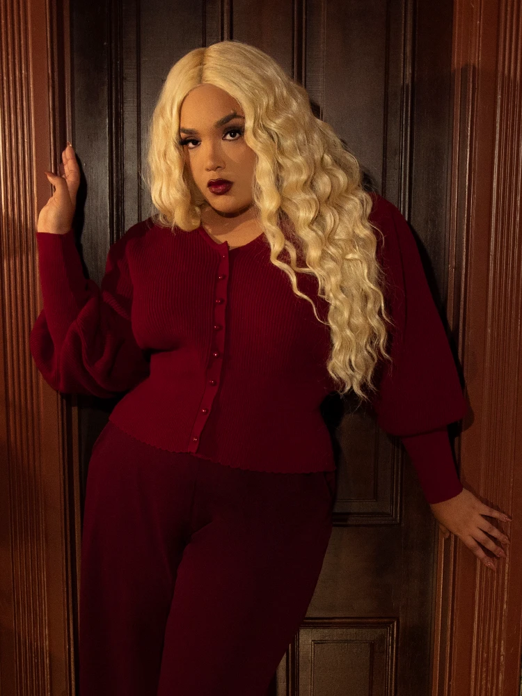 Victorian Knit Cardigan In Crimson 6 Victorian Knit Cardigan In Crimson - Image 4