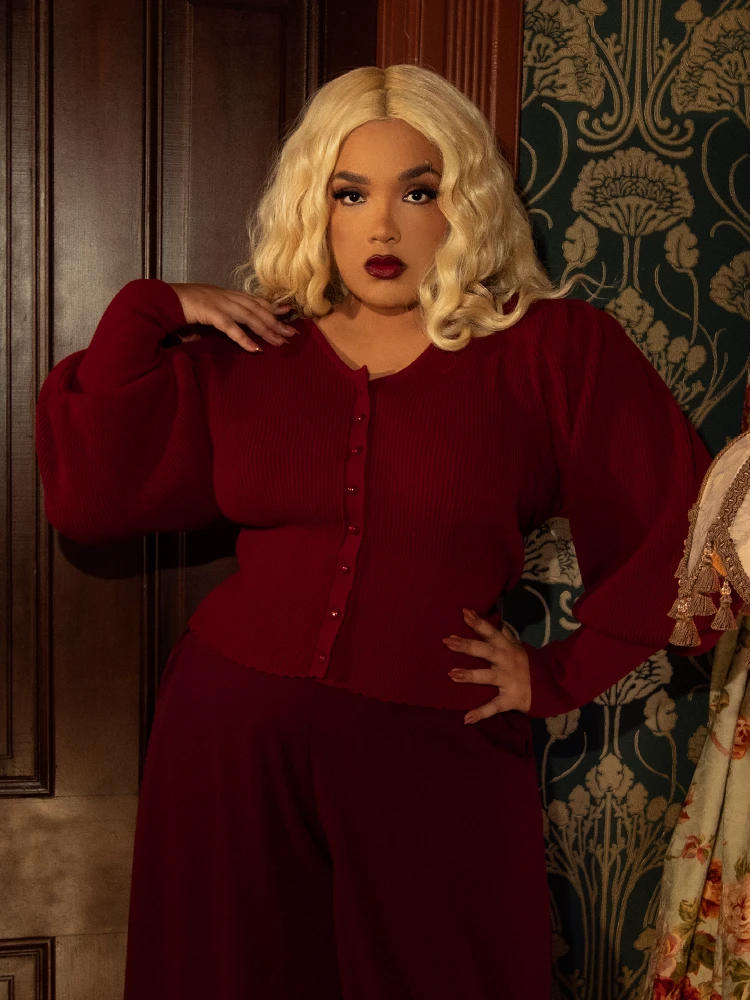 Victorian Knit Cardigan In Crimson 3 Victorian Knit Cardigan In Crimson