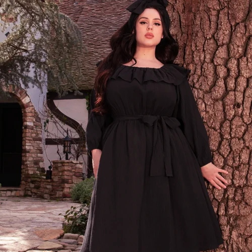 FINAL SALE - Divination Peasant Dress In Black
