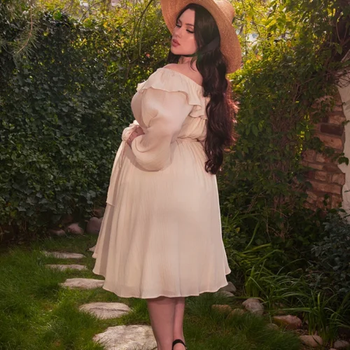 FINAL SALE - Divination Peasant Dress In Papyrus -Elegant Ladies Wear Divination Dress Cr 1