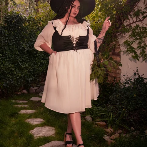 FINAL SALE - Divination Peasant Dress In Papyrus -Elegant Ladies Wear Divination Dress Cr 10