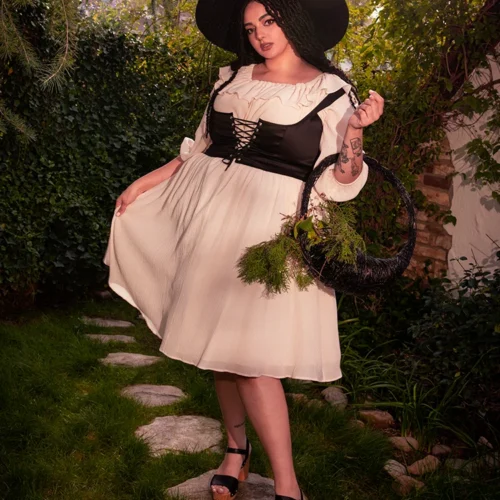 FINAL SALE - Divination Peasant Dress In Papyrus -Elegant Ladies Wear Divination Dress Cr 11