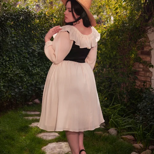 FINAL SALE - Divination Peasant Dress In Papyrus -Elegant Ladies Wear Divination Dress Cr 5