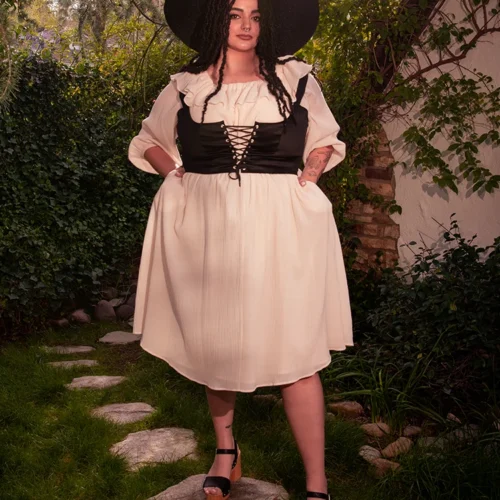 FINAL SALE - Divination Peasant Dress In Papyrus -Elegant Ladies Wear Divination Dress Cr 9