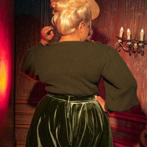 CRIMSON PEAK™ Edith Victorian Knit Cardigan In Olive -Elegant Ladies Wear Edith Cardigan 8