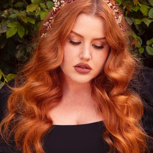 Garnet Rhinestone Floral Leaf Hair Wire In Gold -Elegant Ladies Wear Garnet Headband 4