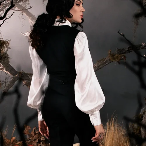 Victorian Blouse In Ivory -Elegant Ladies Wear Ichabod Vest 2