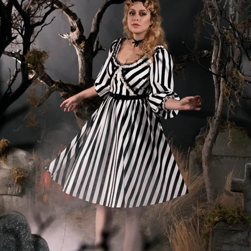 Sleepy Hollow™ The Katrina Dress In Black And White -Elegant Ladies Wear Katrina 2