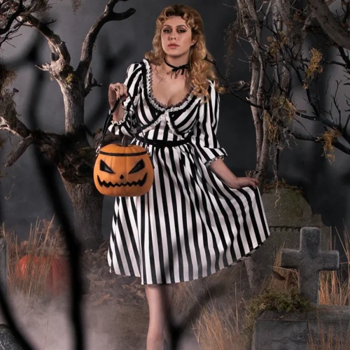 Sleepy Hollow™ The Katrina Dress In Black And White -Elegant Ladies Wear Katrina 4