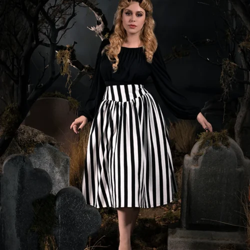 Sleepy Hollow™ The Katrina Skirt In Black And White -Elegant Ladies Wear Katrina Skirt 5