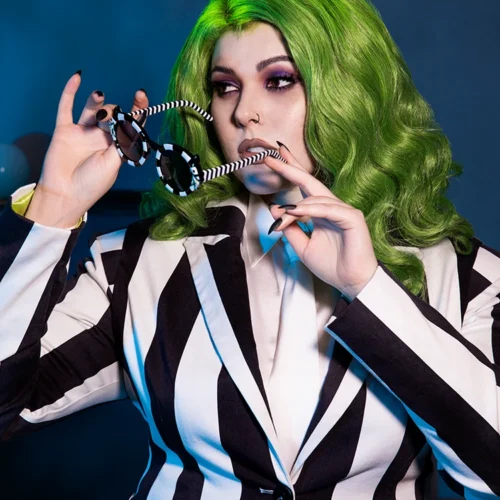 BEETLEJUICE™ Striped Corset Blazer 39 BEETLEJUICE™ Striped Corset Blazer -Elegant Ladies Wear LFBeetlejuiceStripedBlazer9