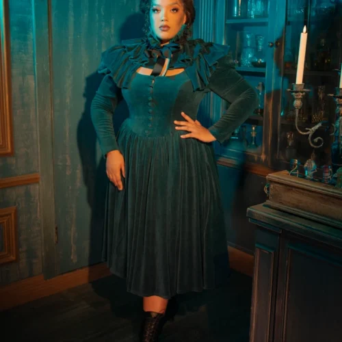 CRIMSON PEAK™ Lady Lucille Victorian Dress With Capelet In Teal -Elegant Ladies Wear Lady Lucille Dress 12