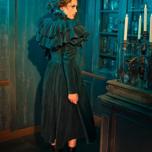 CRIMSON PEAK™ Lady Lucille Victorian Dress With Capelet In Teal -Elegant Ladies Wear Lady Lucille Dress 16