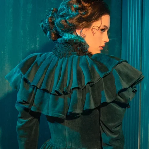 CRIMSON PEAK™ Lady Lucille Victorian Dress With Capelet In Teal -Elegant Ladies Wear Lady Lucille Dress 18