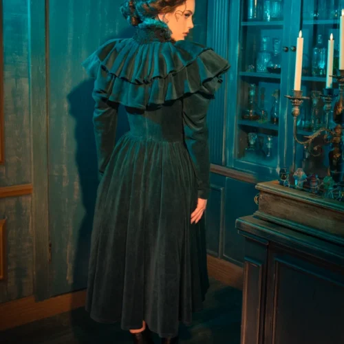 CRIMSON PEAK™ Lady Lucille Victorian Dress With Capelet In Teal -Elegant Ladies Wear Lady Lucille Dress 19
