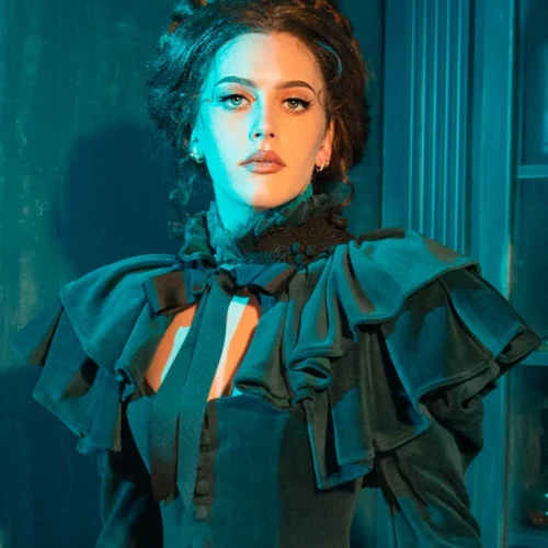 CRIMSON PEAK™ Lady Lucille Victorian Dress With Capelet In Teal -Elegant Ladies Wear Lady Lucille Dress 20