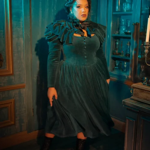 CRIMSON PEAK™ Lady Lucille Victorian Dress With Capelet In Teal -Elegant Ladies Wear Lady Lucille Dress 6