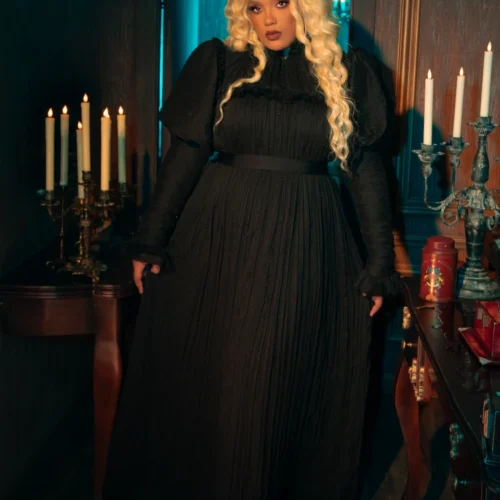 Lady Mourning Victorian Gown In Black -Elegant Ladies Wear Lady Mourning Gown 11