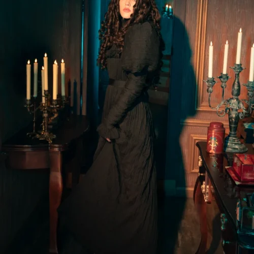 Lady Mourning Victorian Gown In Black -Elegant Ladies Wear Lady Mourning Gown 3