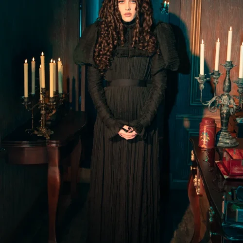 Lady Mourning Victorian Gown In Black -Elegant Ladies Wear Lady Mourning Gown 4
