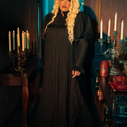 Lady Mourning Victorian Gown In Black -Elegant Ladies Wear Lady Mourning Gown 6