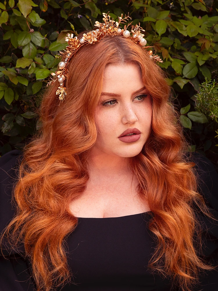 Crystal And Pearl Floral Leaf Hair Wire In Gold 5 Crystal And Pearl Floral Leaf Hair Wire In Gold - Image 3