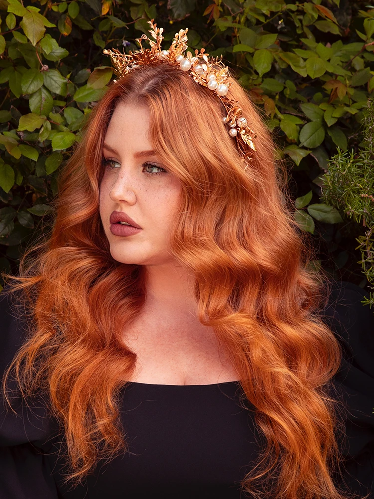 Crystal And Pearl Floral Leaf Hair Wire In Gold 6 Crystal And Pearl Floral Leaf Hair Wire In Gold - Image 4