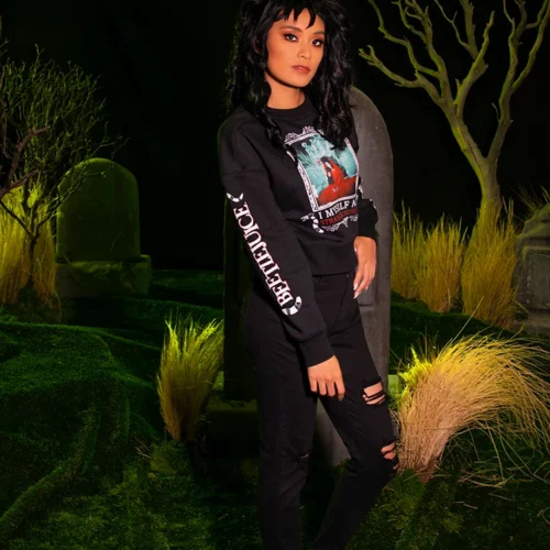 FINAL SALE - BEETLEJUICE™ Lydia Strange LS Cropped Sweatshirt -Elegant Ladies Wear Lydia Crop 3