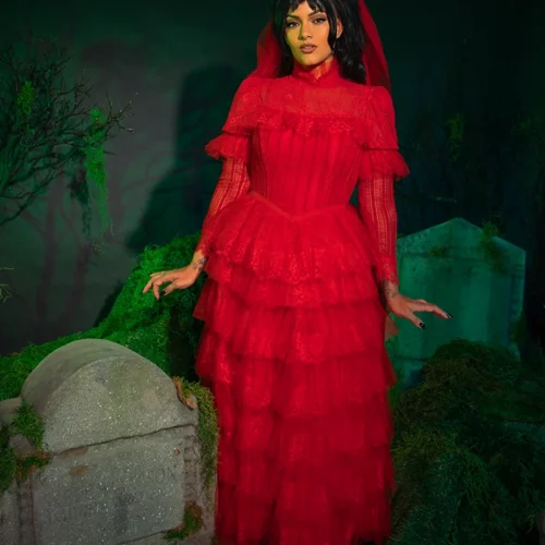 Beetlejuice Beetlejuice™ Lydia Deetz Wedding Dress In Red -Elegant Ladies Wear Lydia Wedding 4