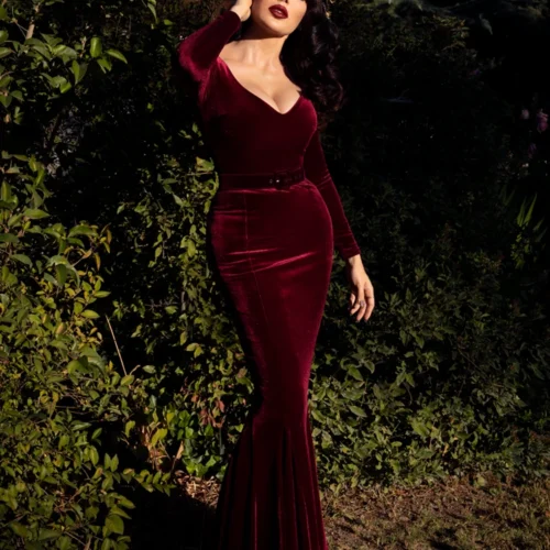 Black Marilyn Gown In Oxblood