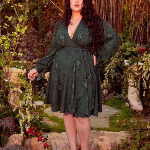 Faux Wrap Dress In Medusa Print -Elegant Ladies Wear Medusa Serpentine 12