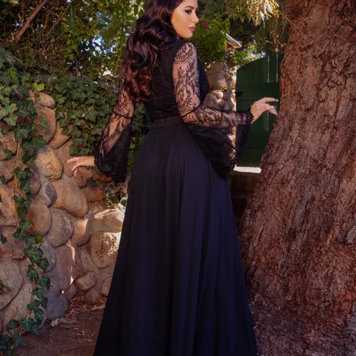 Mythical Maxi Skirt In Black Chiffon -Elegant Ladies Wear Mythical Maxi 1