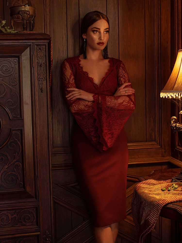 Vamp Pencil Skirt In Oxblood 21 Vamp Pencil Skirt In Oxblood - Image 19