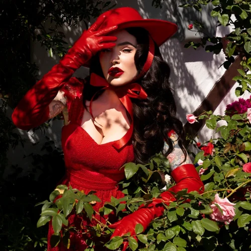 Bolero Hat In Crimson -Elegant Ladies Wear Red Gloves 6