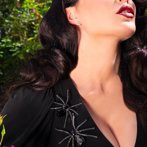 FINAL SALE - Black Widow Rhinestone Spider Brooch - BLACK 11 FINAL SALE - Black Widow Rhinestone Spider Brooch - BLACK -Elegant Ladies Wear Rhinestone Black Baby Spiders 1