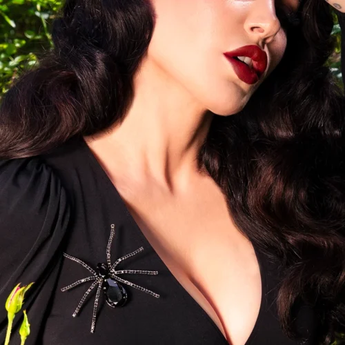 FINAL SALE - Black Widow Rhinestone Spider Brooch - BLACK 10 FINAL SALE - Black Widow Rhinestone Spider Brooch - BLACK -Elegant Ladies Wear Rhinestone Black Spider 1