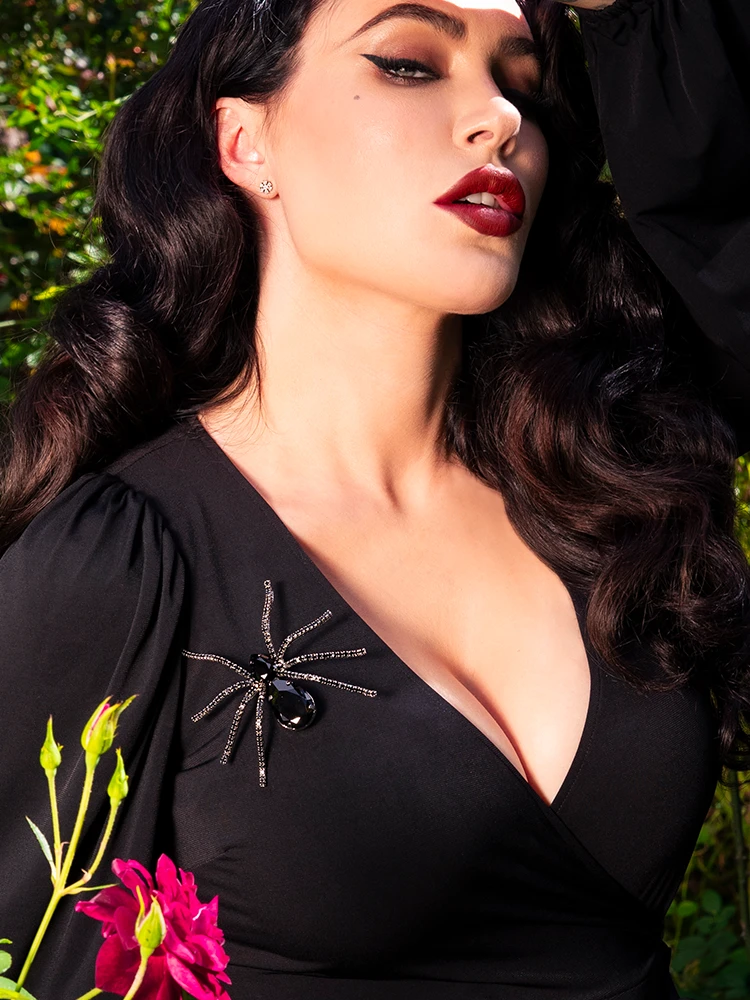 FINAL SALE - Black Widow Rhinestone Spider Brooch - BLACK 3 FINAL SALE - Black Widow Rhinestone Spider Brooch - BLACK