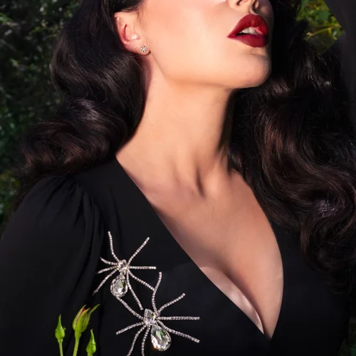 FINAL SALE - Spider Baby Rhinestone Spider Brooch - CRYSTAL -Elegant Ladies Wear Rhinestone Clear Spiders 2