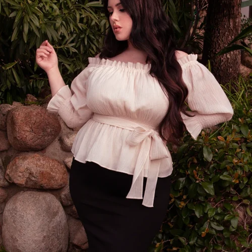 FINAL SALE - Ritual Peasant Top In Papyrus -Elegant Ladies Wear Ritual Top Cr 16