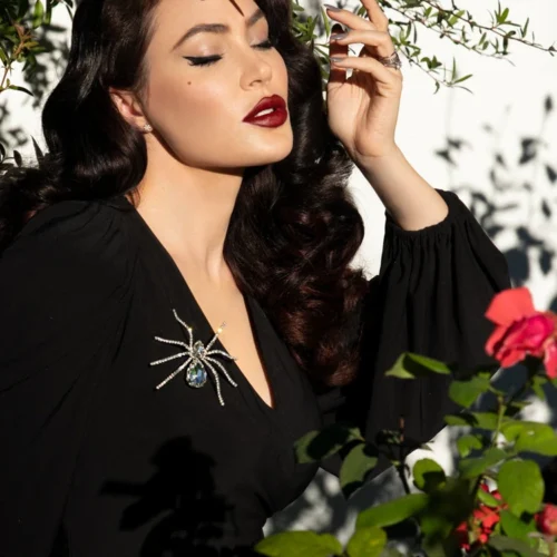 FINAL SALE - Black Widow Rhinestone Spider Brooch - CRYSTAL -Elegant Ladies Wear SPIDER BROOCH 4