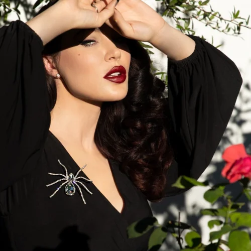 FINAL SALE - Black Widow Rhinestone Spider Brooch - CRYSTAL -Elegant Ladies Wear SPIDER BROOCH 5