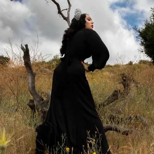 FINAL SALE - Opera Satin Gown In Black -Elegant Ladies Wear Satin Gown 2