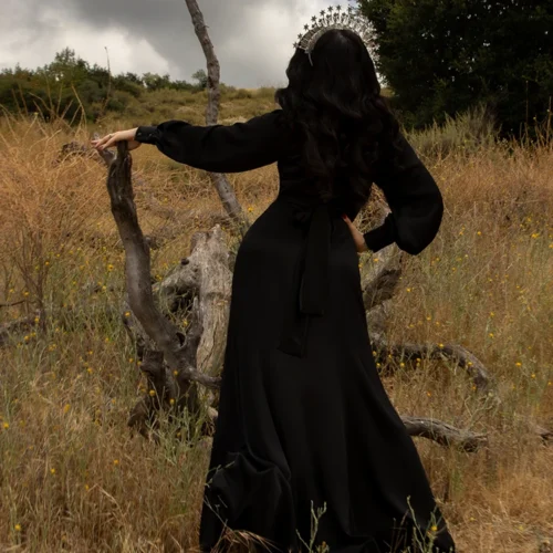 FINAL SALE - Opera Satin Gown In Black -Elegant Ladies Wear Satin Gown 3