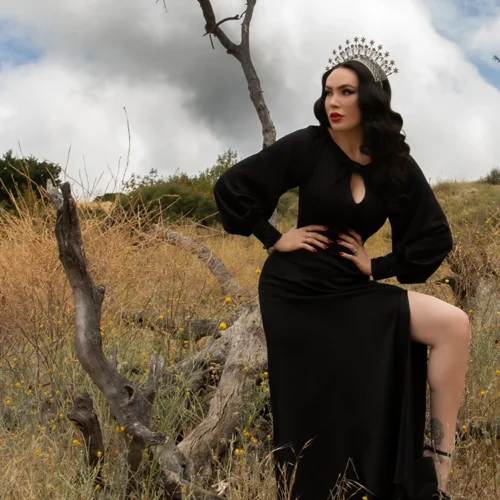 FINAL SALE - Opera Satin Gown In Black -Elegant Ladies Wear Satin Gown 5