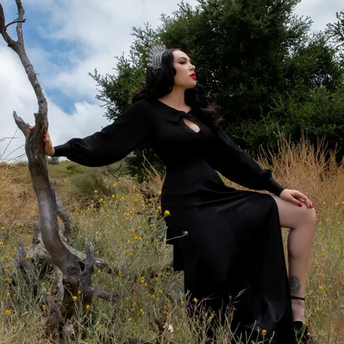 FINAL SALE - Opera Satin Gown In Black -Elegant Ladies Wear Satin Gown 6