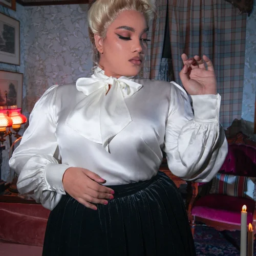 Victorian Blouse In Ivory -Elegant Ladies Wear Silk Blouse 6