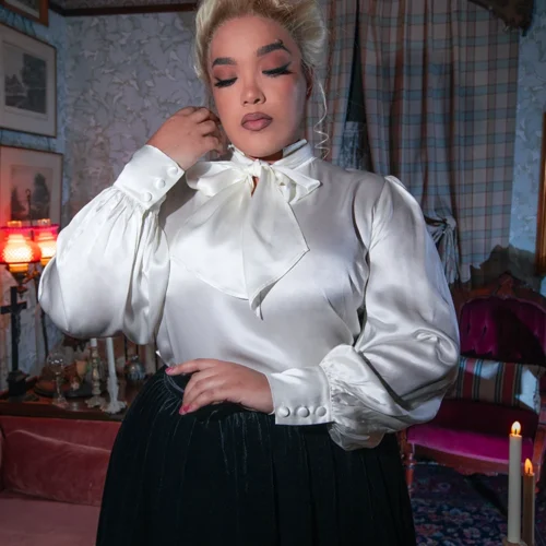 Victorian Blouse In Ivory -Elegant Ladies Wear Silk Blouse 9