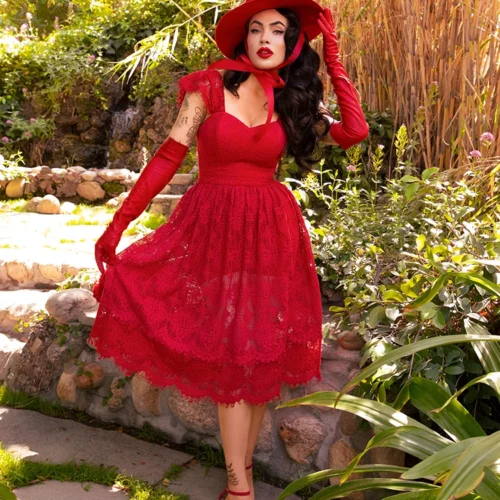 FINAL SALE - Southern Gothic Skirt In Crimson -Elegant Ladies Wear Southern Gothic Red 6