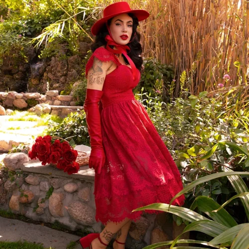 FINAL SALE - Southern Gothic Skirt In Crimson -Elegant Ladies Wear Southern Gothic Red 8