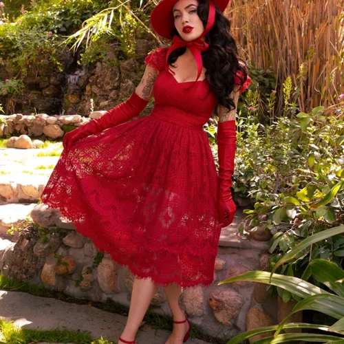 FINAL SALE - Southern Gothic Skirt In Crimson -Elegant Ladies Wear Southern Gothic Red 9